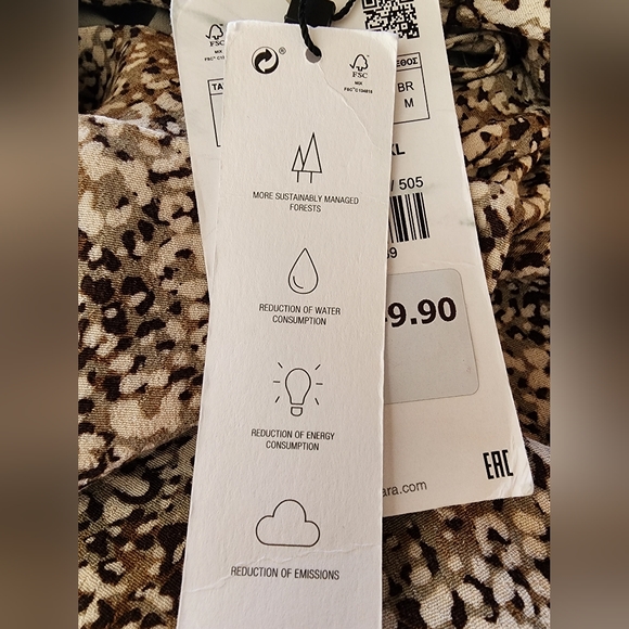 Zara Animal Print Wrap Dress Size M Brown/Cream (NWT) - Picture 4 of 16